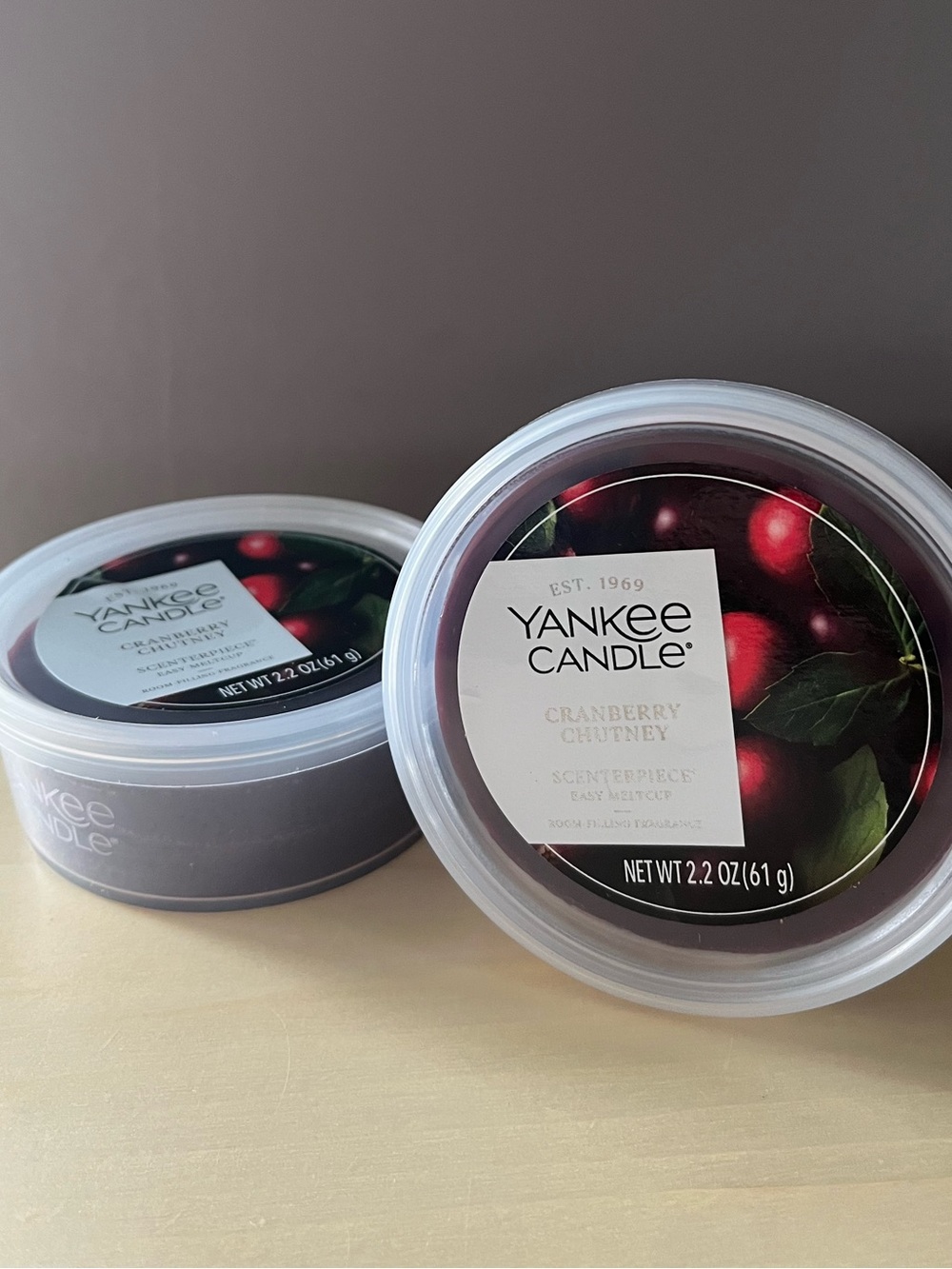 Two New Yankee Candle Cranberry Chutney Scenterpiece Wax Melt Cups